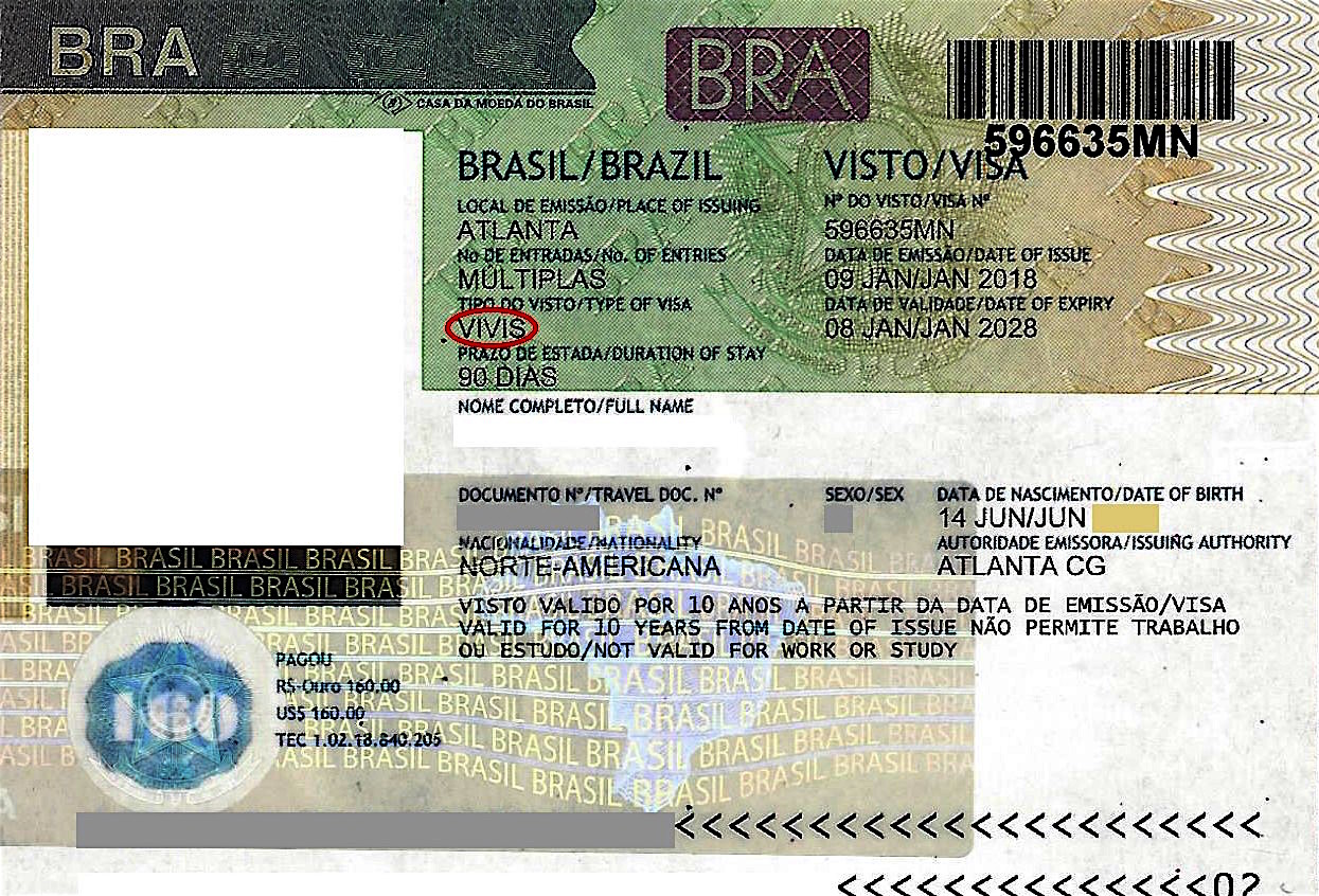 Brazil Tourist 10 Year Validity Visa for U.S. Citizens Brazil